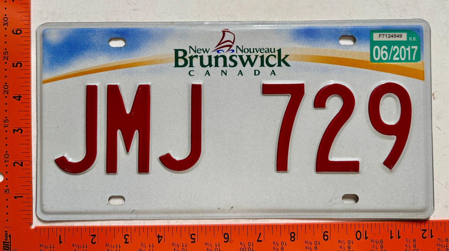 2017 New Brunswick #JMJ 729 Passenger License Plate