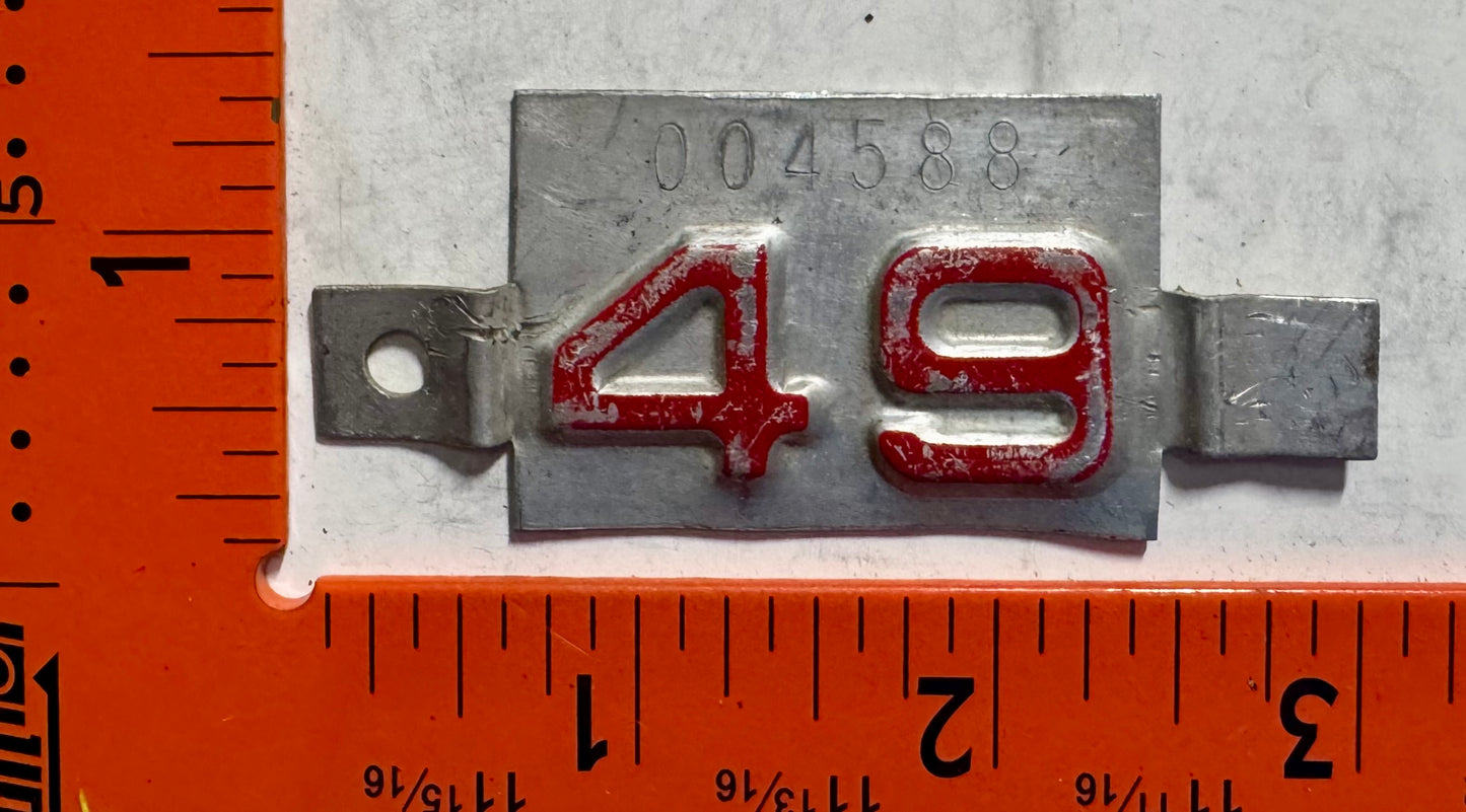 1949 Idaho #004588 Passenger License Plate Date Tab