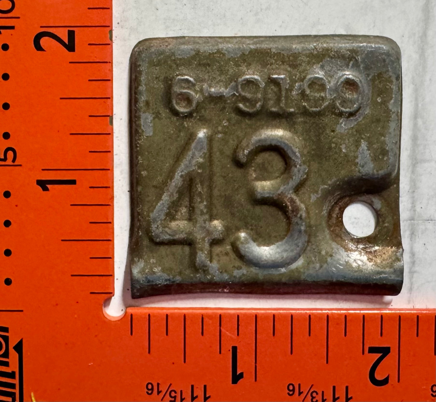 1943 Kansas #6-9199 Passenger License Plate Date Tab