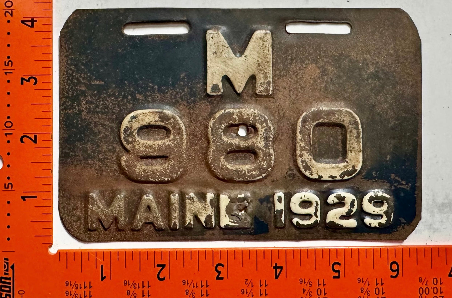 1929 Maine #M/980 Motorcycle License Plate