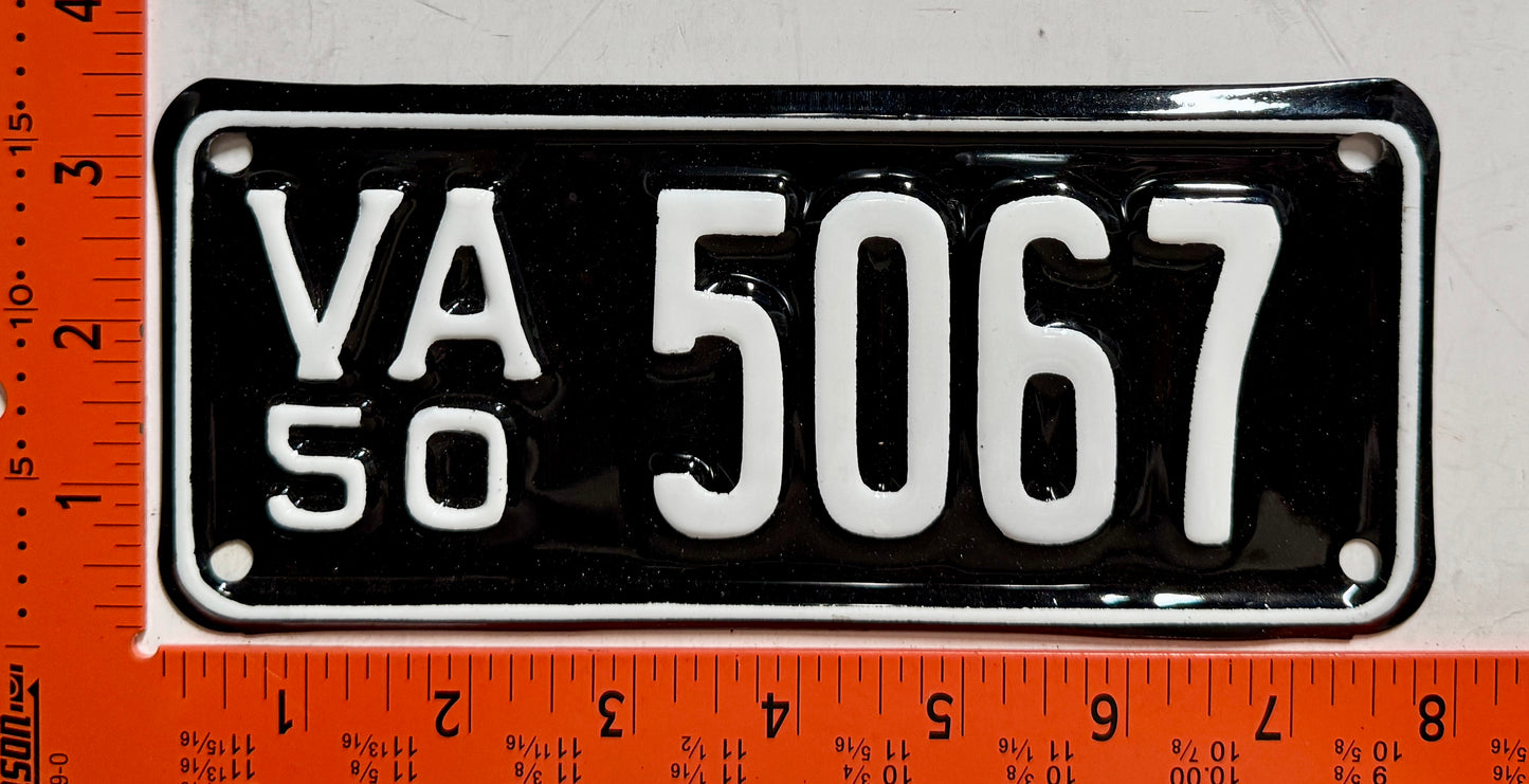 1950 Virginia #5067 Motorcycle License Plate (Repaint)