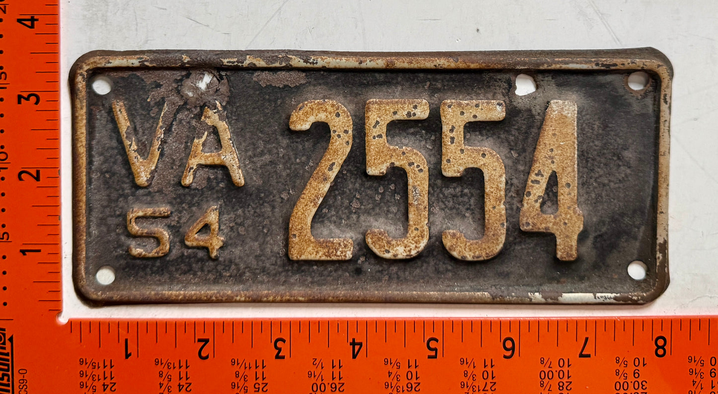 1954 Virginia #2554 Motorcycle License Plate