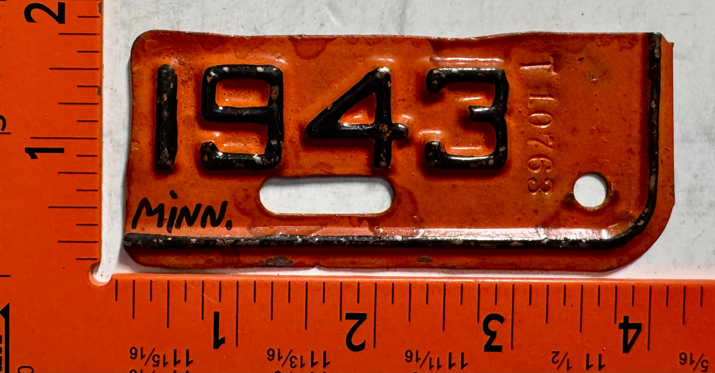1943 Minnesota #T10763 Truck License Plate Date Tab