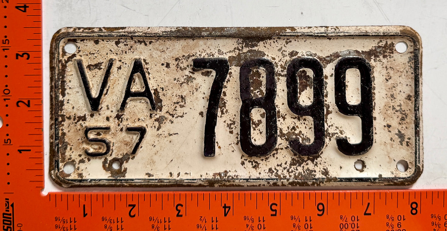 1957 Virginia #7899 Motorcycle License Plate