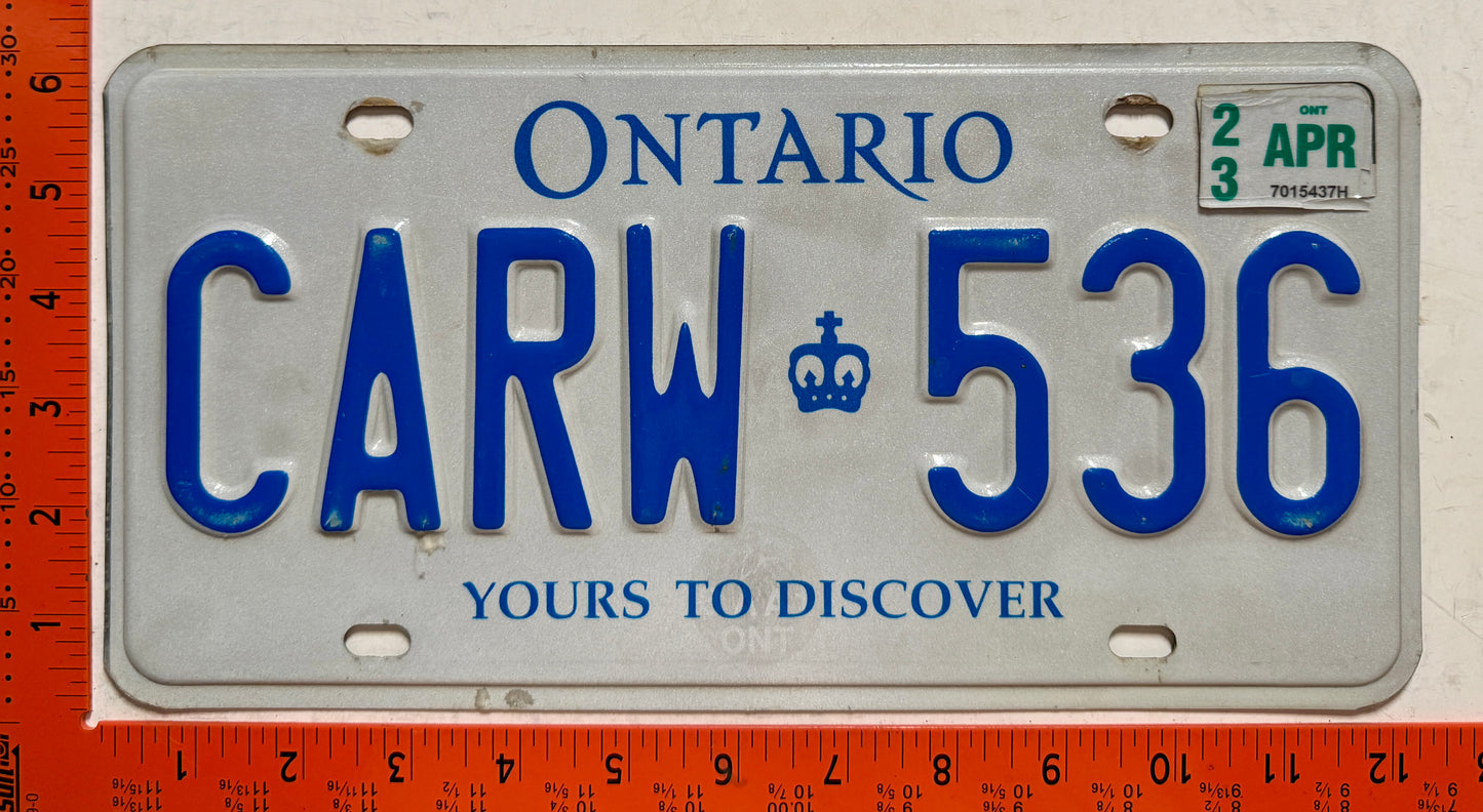 2023 Ontario #CARW 536 Passenger License Plate