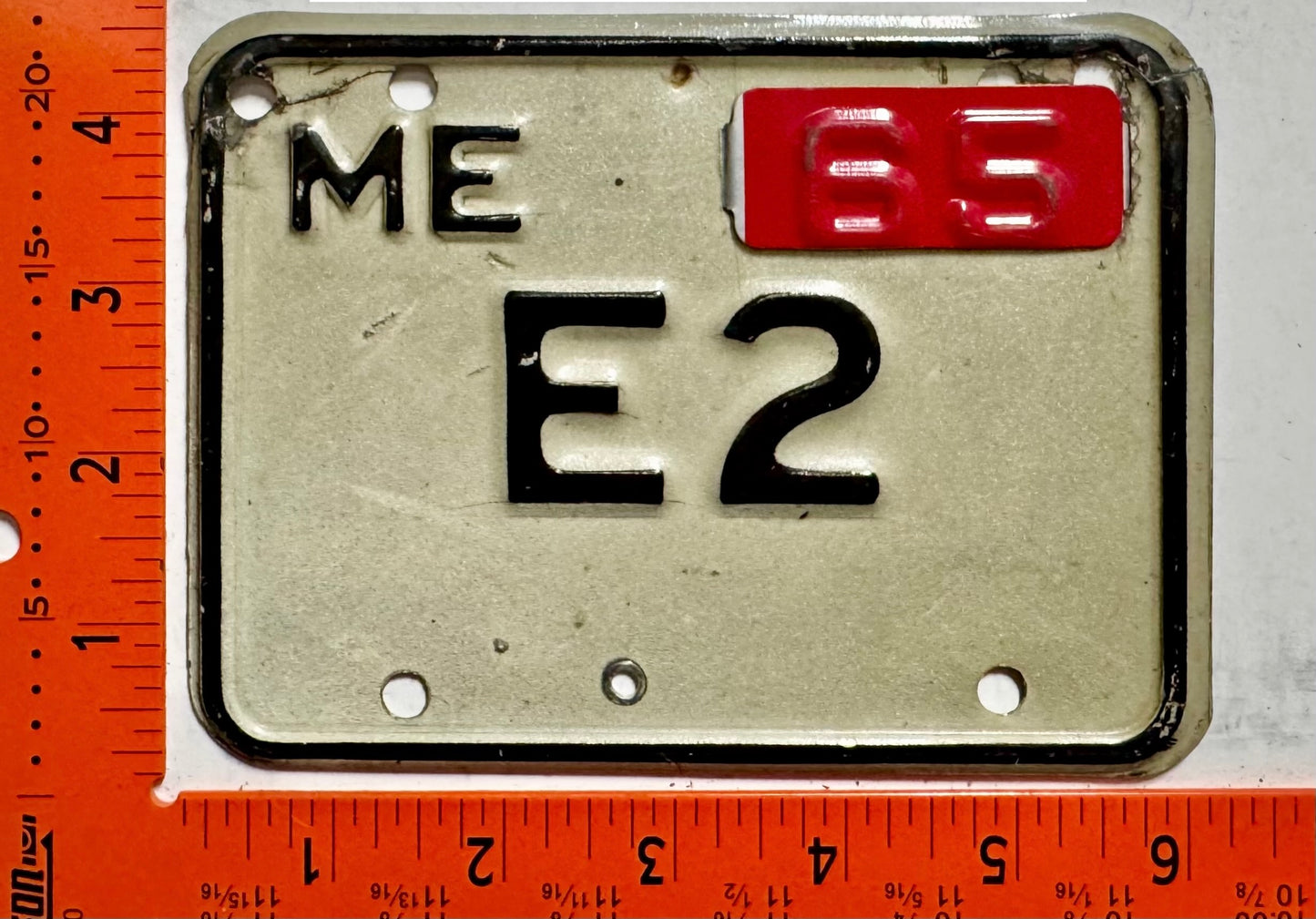 1965 Maine #E2 Motorcycle License Plate