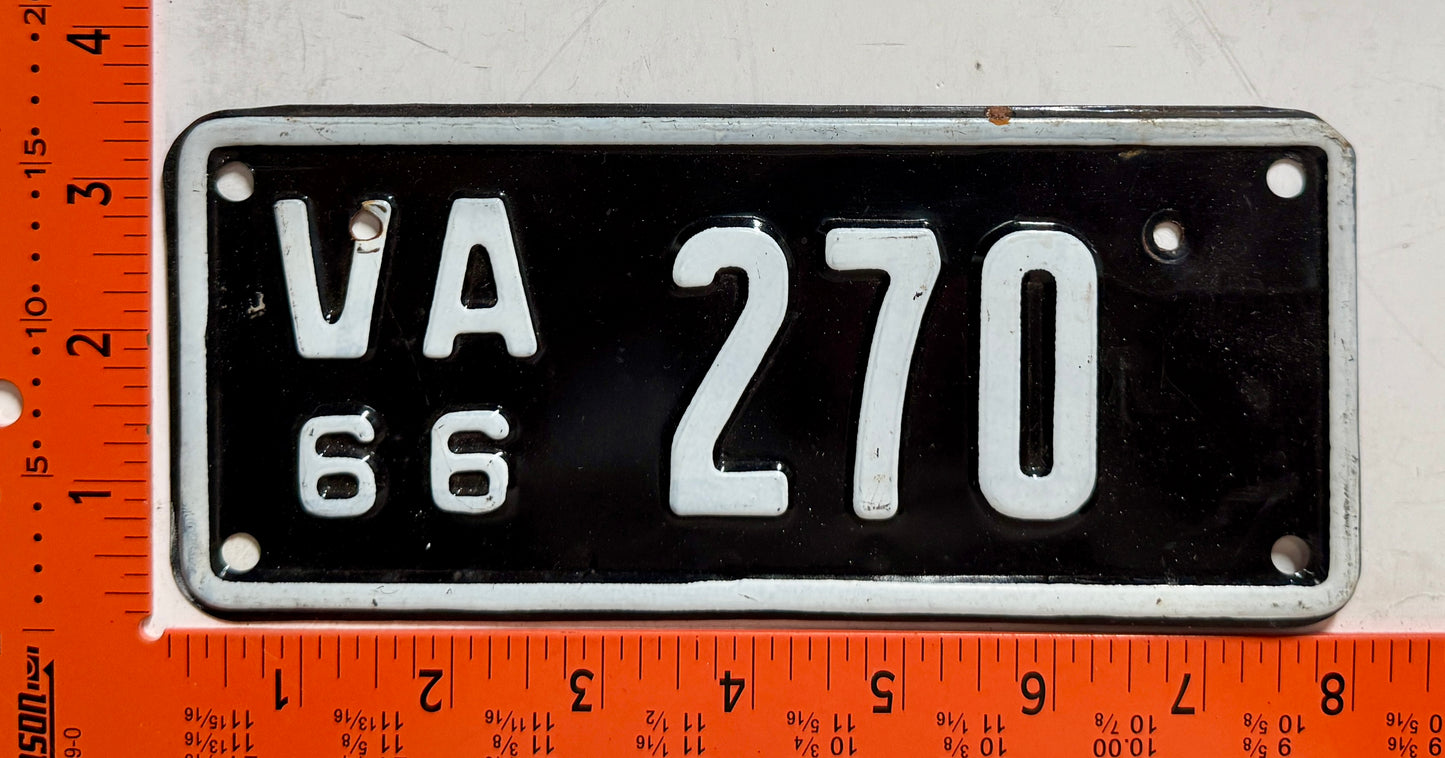 1966 Virginia #270 Motorcycle License Plate