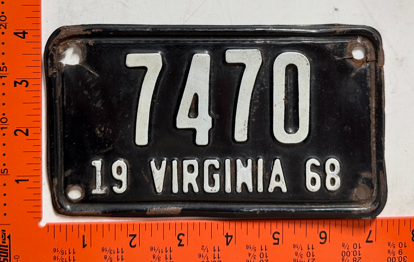 1968 Virginia #7470 Motorcycle License Plate