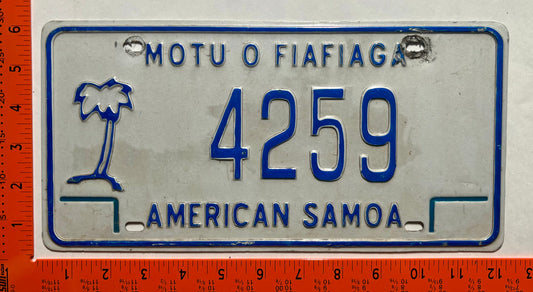 undated American Samoa #4259 Passenger License Plate