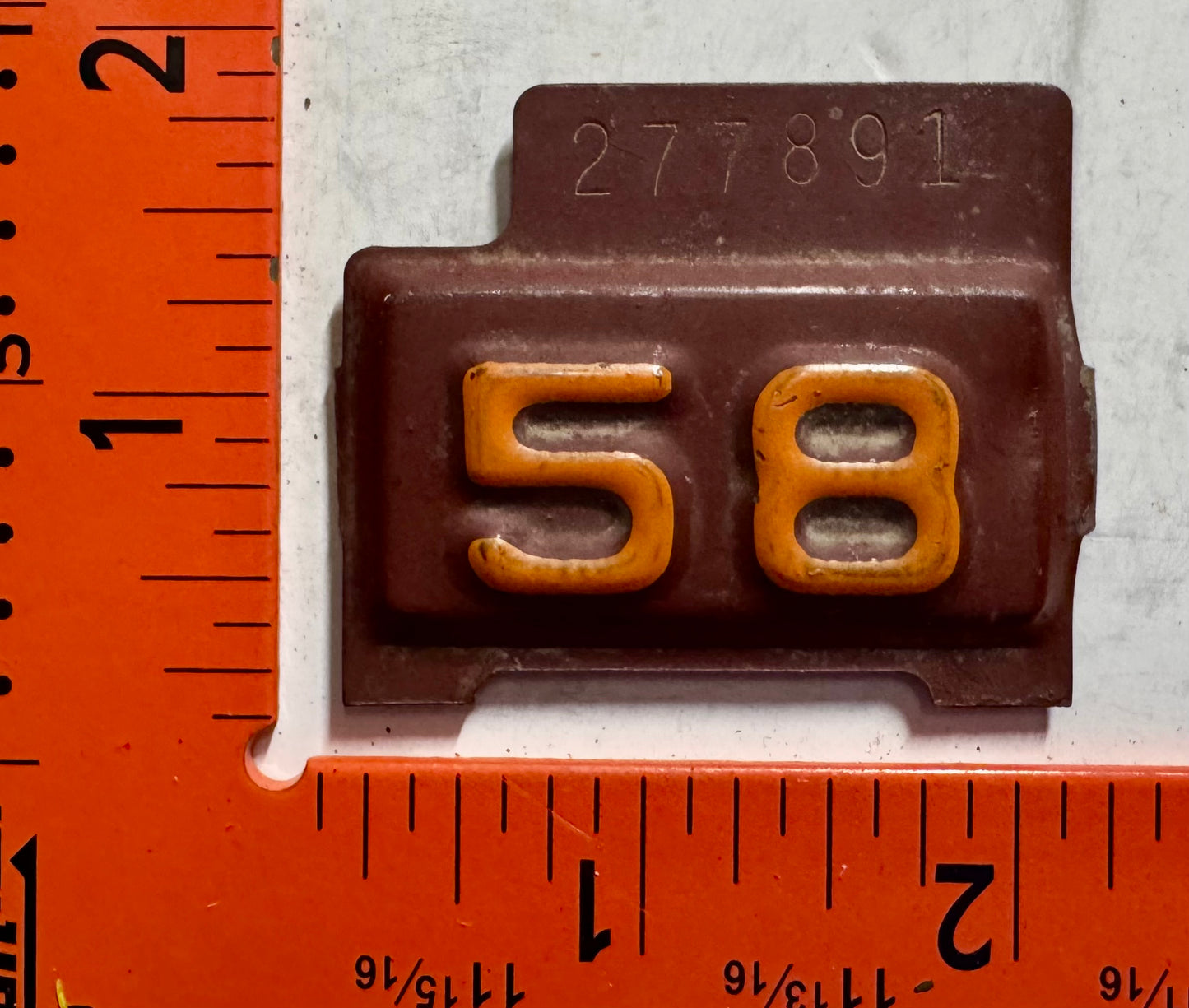 1958 South Dakota #277891 Passenger License Plate Date Tab