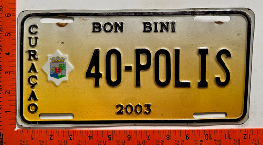 2003 Curacao #40 Police License Plate