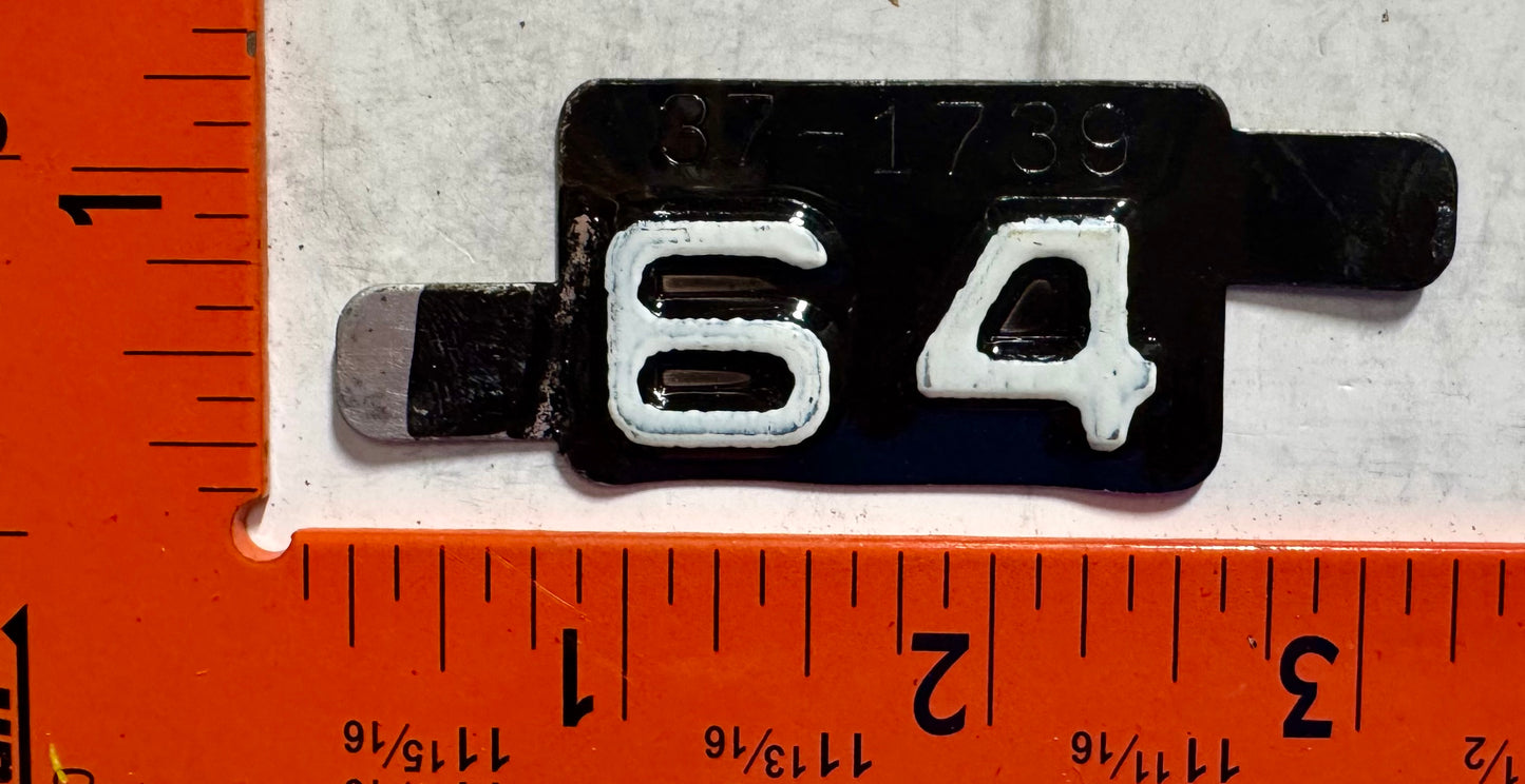 1964 Montana #37-1739 Passenger License Plate Date Tab