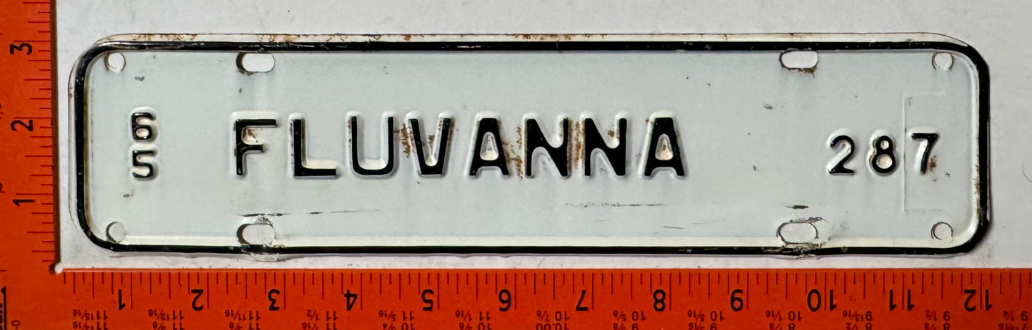 1965 Fluvanna County, Virginia #287 License Plate