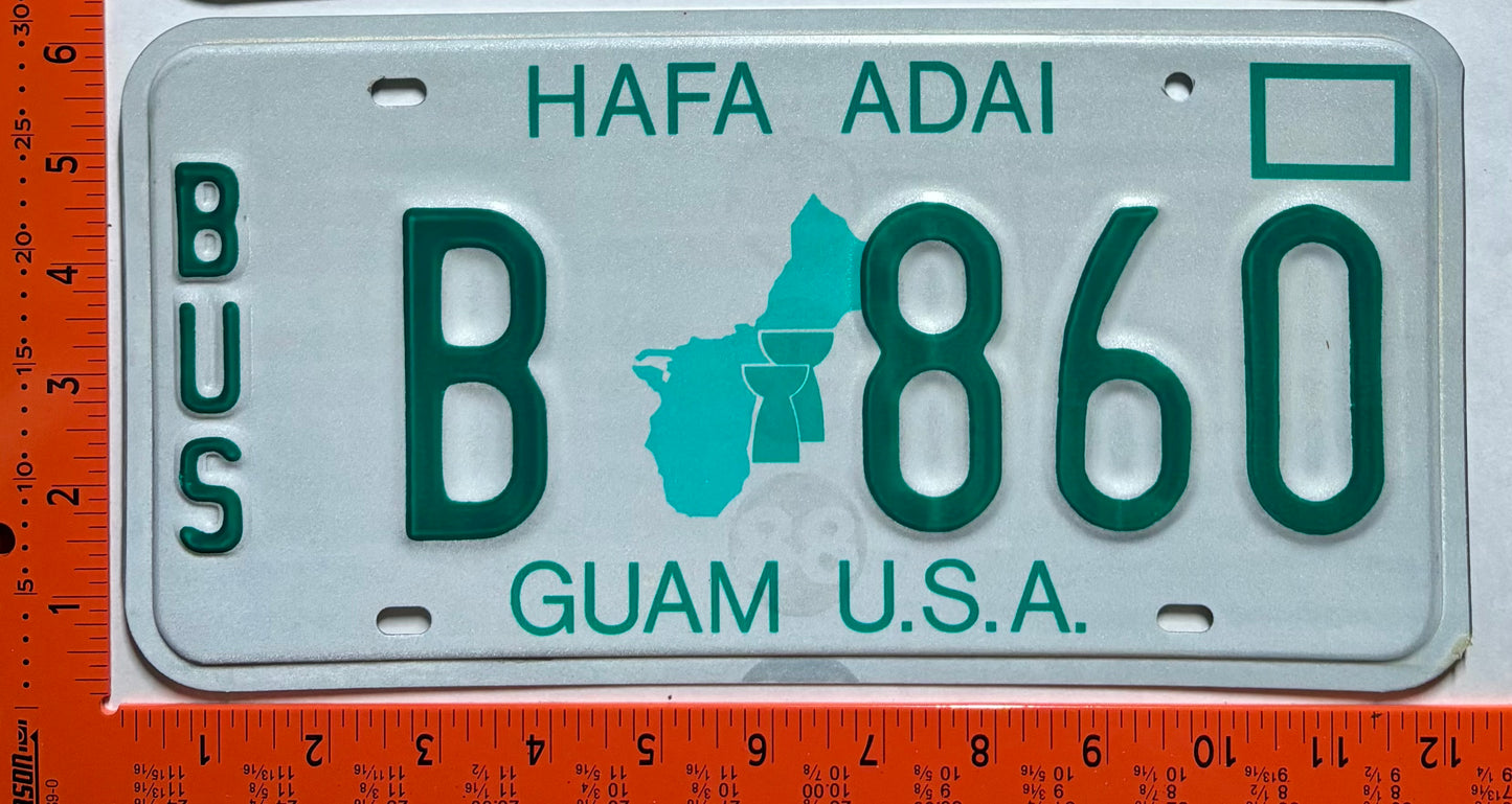 undated Guam #B 860 Bus License Plate