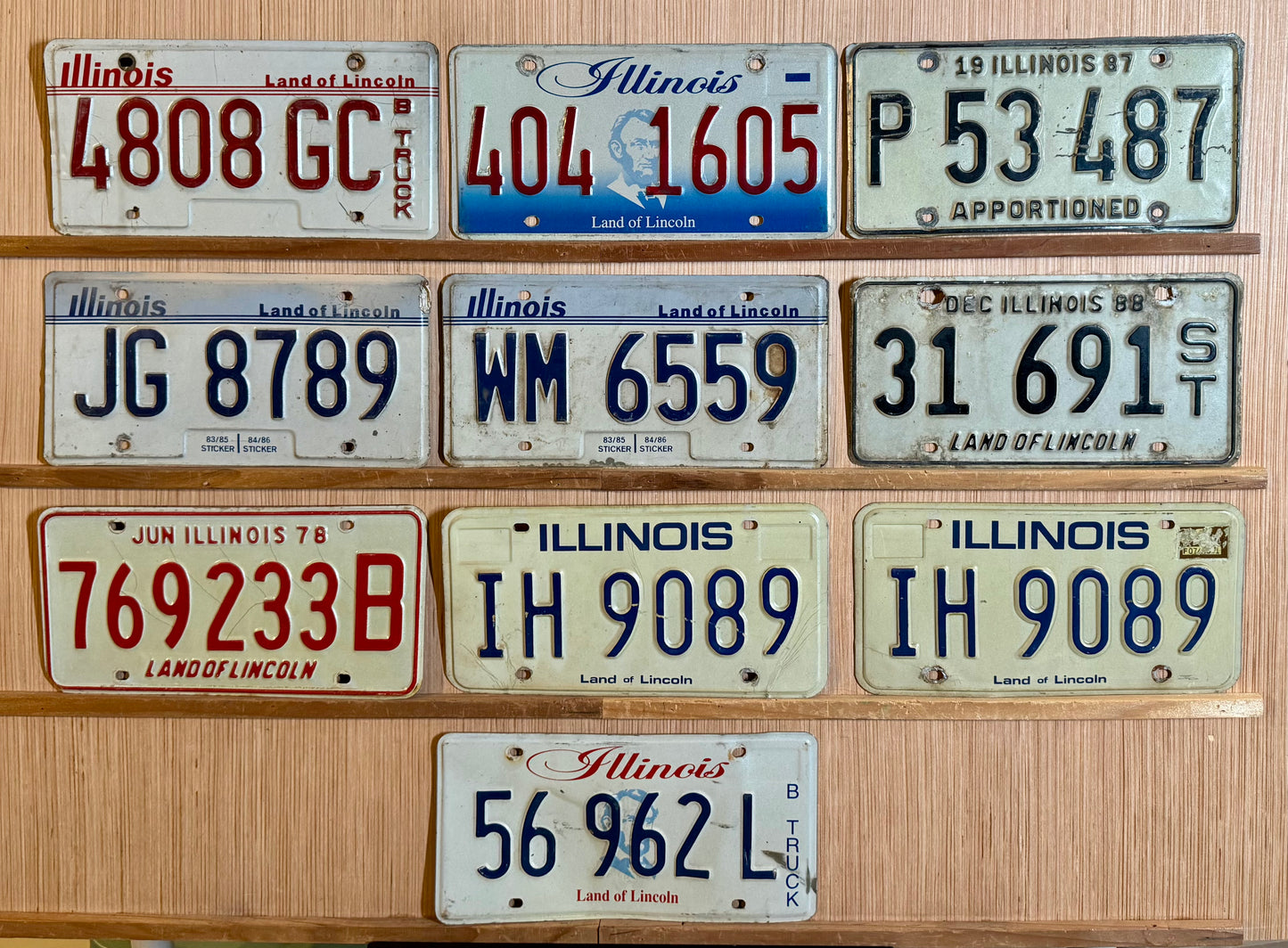 Group of 10 Illinois License Plates (Crafter)