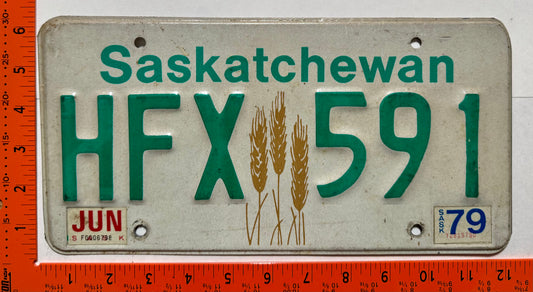 1979 Saskatchewan #HFX 591 Passenger License Plate