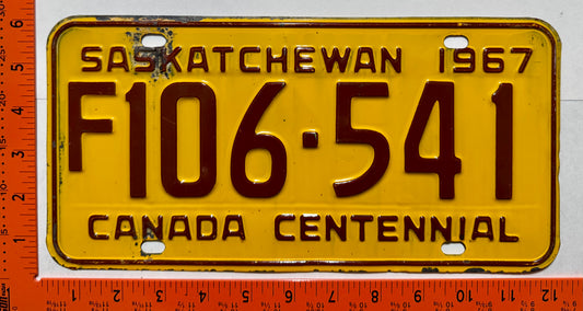 1967 Saskatchewan #F106-541 Farm License Plate