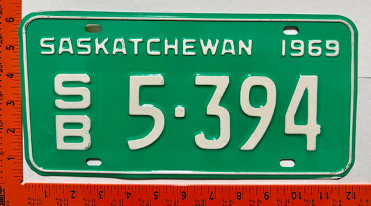 1969 Saskatchewan #S/B 5-394 School Bus License Plate