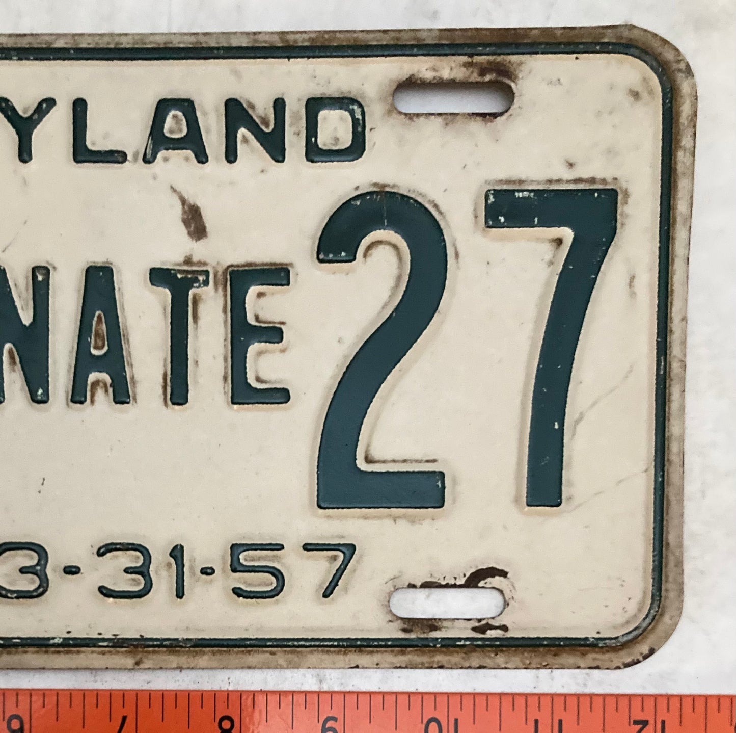 1957 Maryland #27 SENATE License Plate