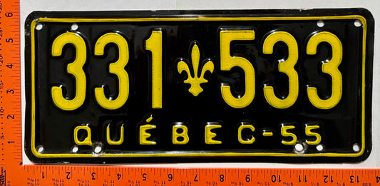 1955 Quebec #331 533 Passenger License Plate