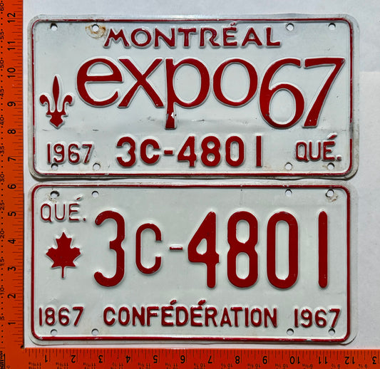1967 Quebec #3C-4801 Passenger License Plate Pair