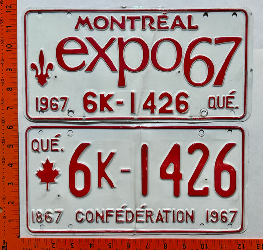 1967 Quebec #6K-1426 Passenger License Plate Pair
