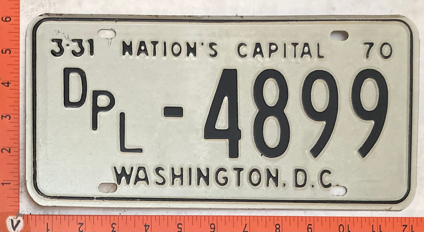 1970 Washington, DC #DPL-4899 Diplomat License Plate