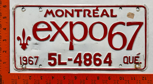 1967 Quebec #5L-4864 Passenger License Plate