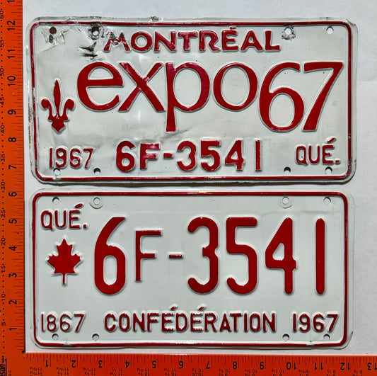 1967 Quebec #6F-3541 Passenger License Plate