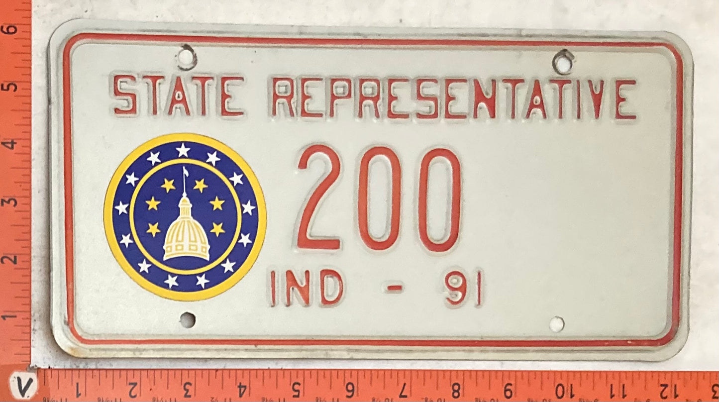1991 Indiana #200 STATE REPRESENTATIVE Passenger License Plate