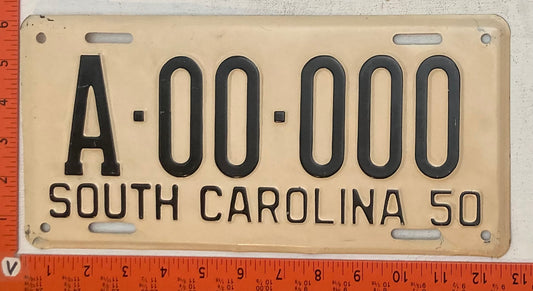 1950 South Carolina #A-00-000 SAMPLE License Plate