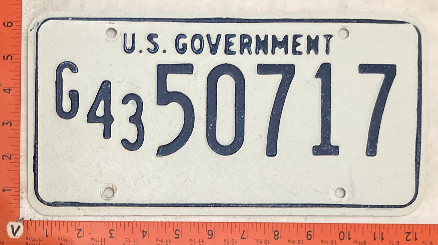 Undated United States Government #G/43 50717 Passenger License Plate