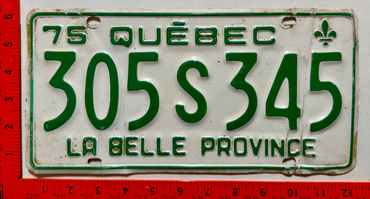1975 Quebec #305S345 Passenger License Plate