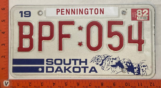 1982 South Dakota #BPF 054 Passenger License Plate