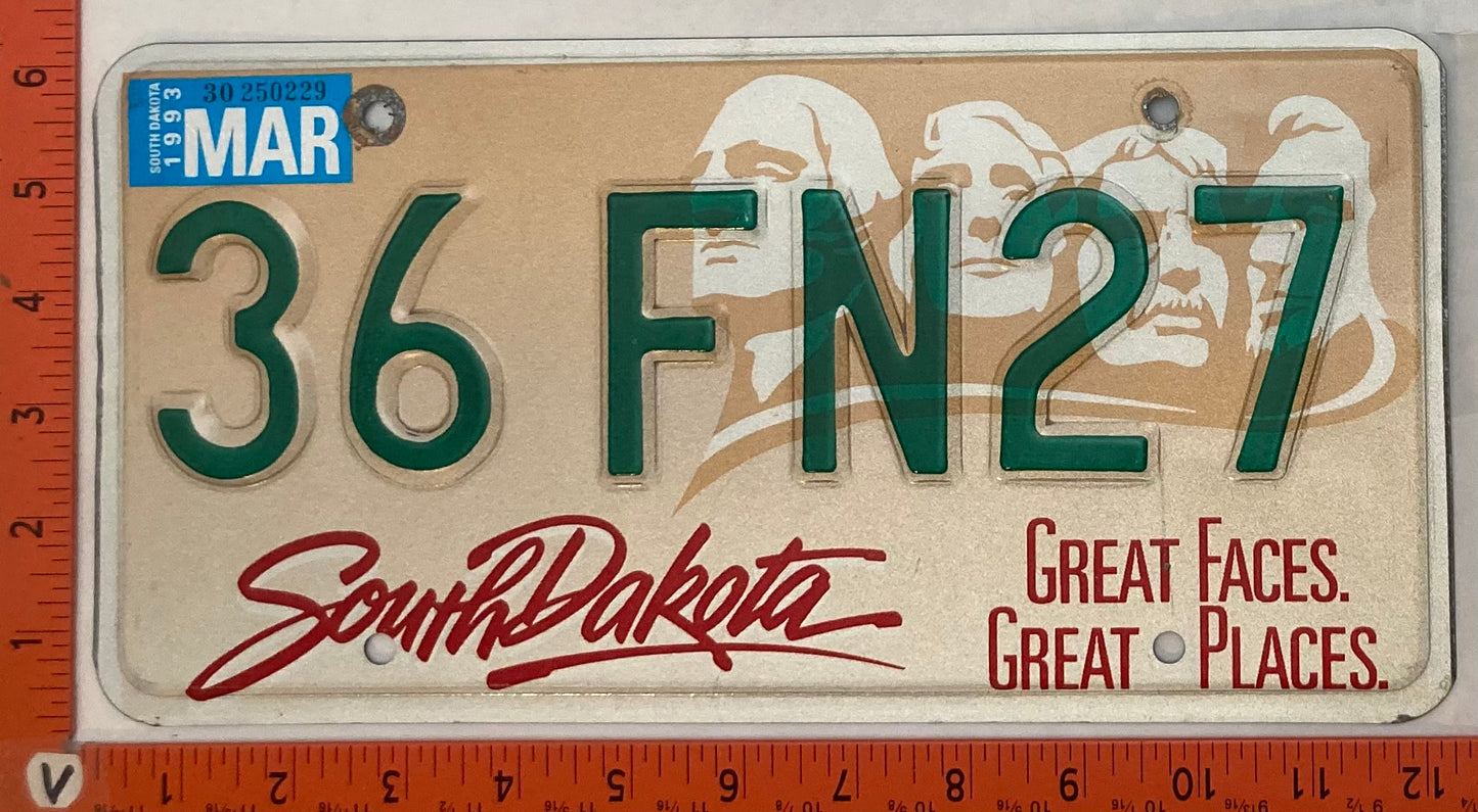 1993 South Dakota #36 FN27 Passenger License Plate