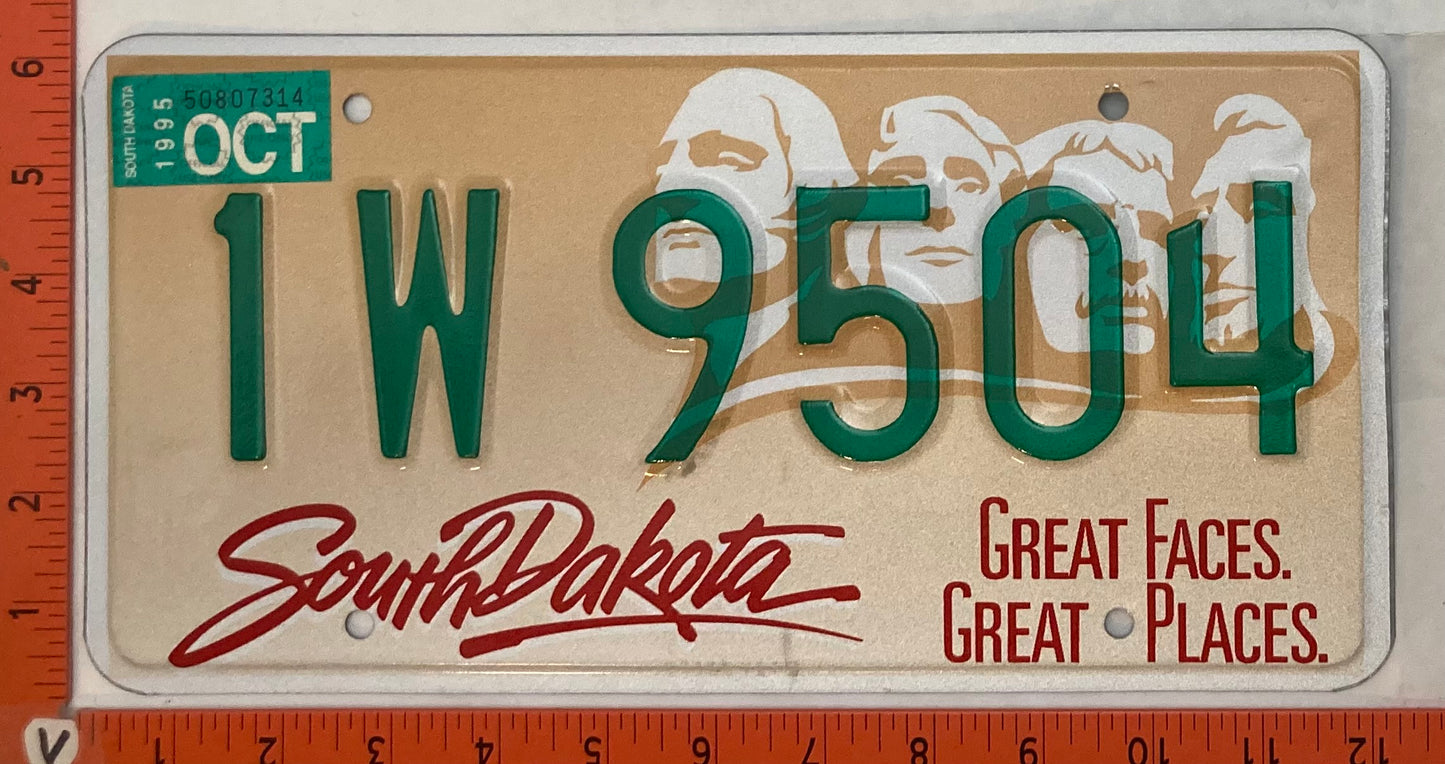 1995 South Dakota #1W 9504 Passenger License Plate