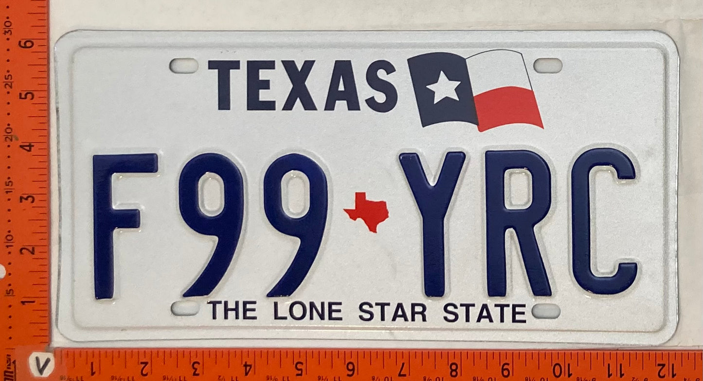 1989 Base Texas #F99 YRC Passenger License Plate