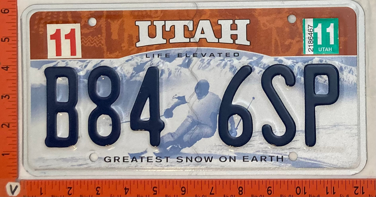 2011 Utah #B84 6SP Passenger License Plate