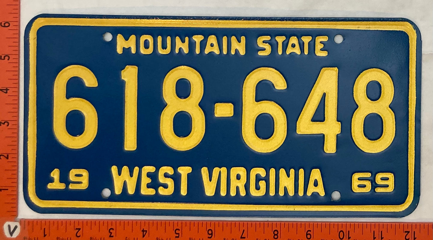 1969 West Virginia #618-648 Passenger License Plate