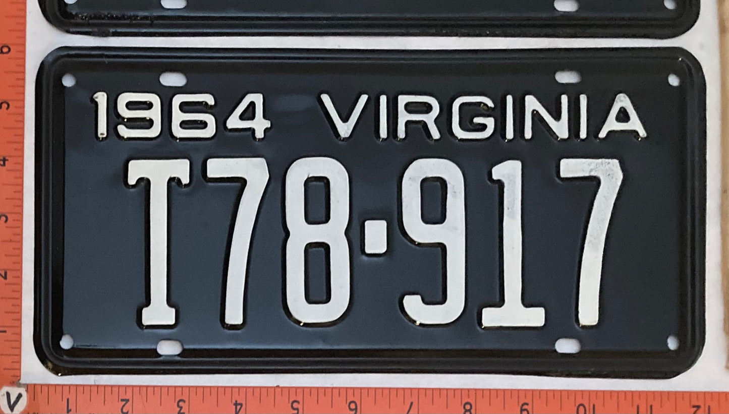 1964 Virginia #T78-917 Truck License Plate (Pair)