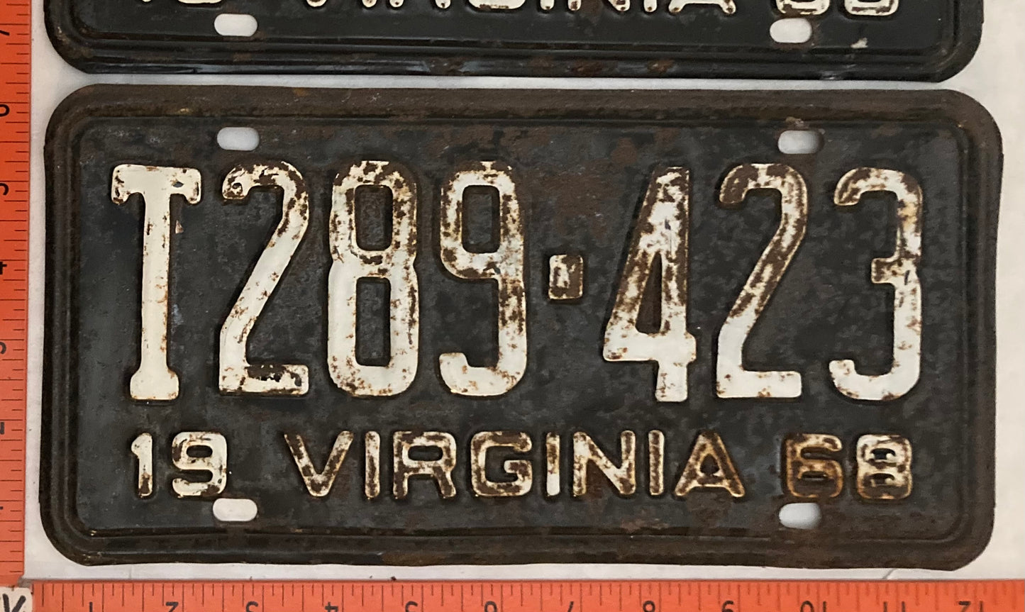 1968 Virginia #T289-423 Truck License Plate (Pair)