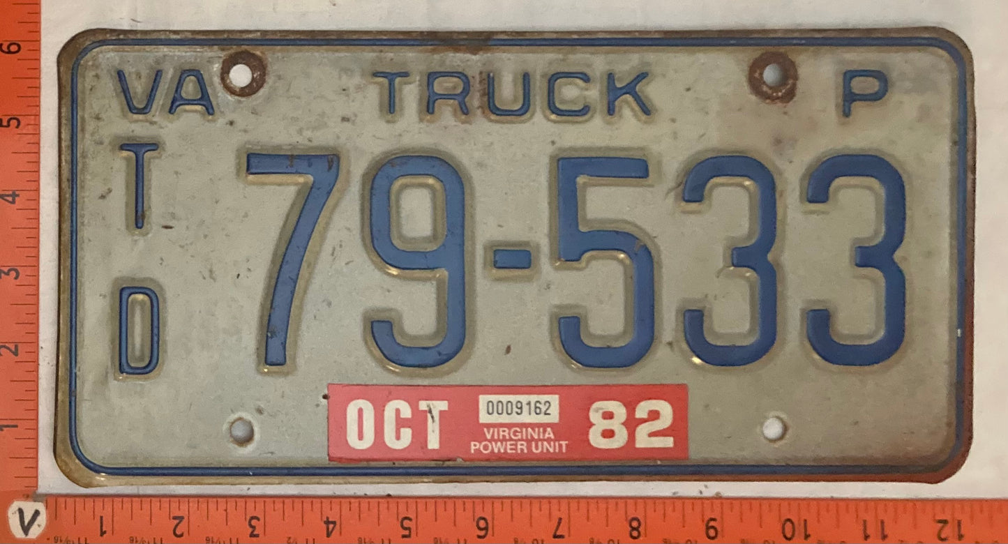 1982 Virginia #T/D 79-533 Truck License Plate