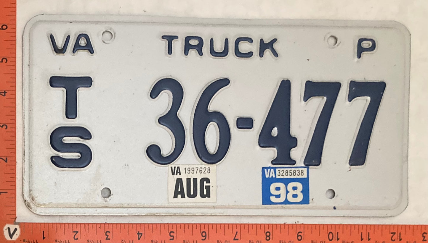 1998 Virginia #T/S 36-477 Truck License Plate