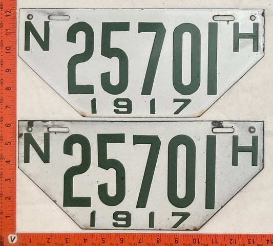 1917 New Hampshire #25701 Passenger License Plate (Non-Resident) (Pair)