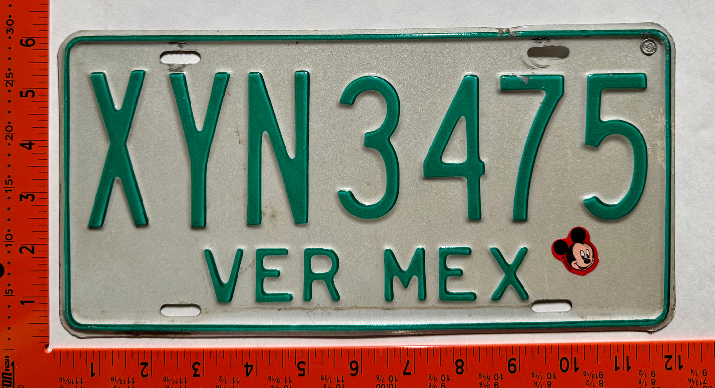 1992-1997 Verzcruz, Mexico #XVN 3475 Passenger License Plate