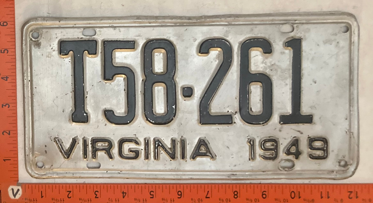 1949 Virginia #T58-261 Truck License Plate