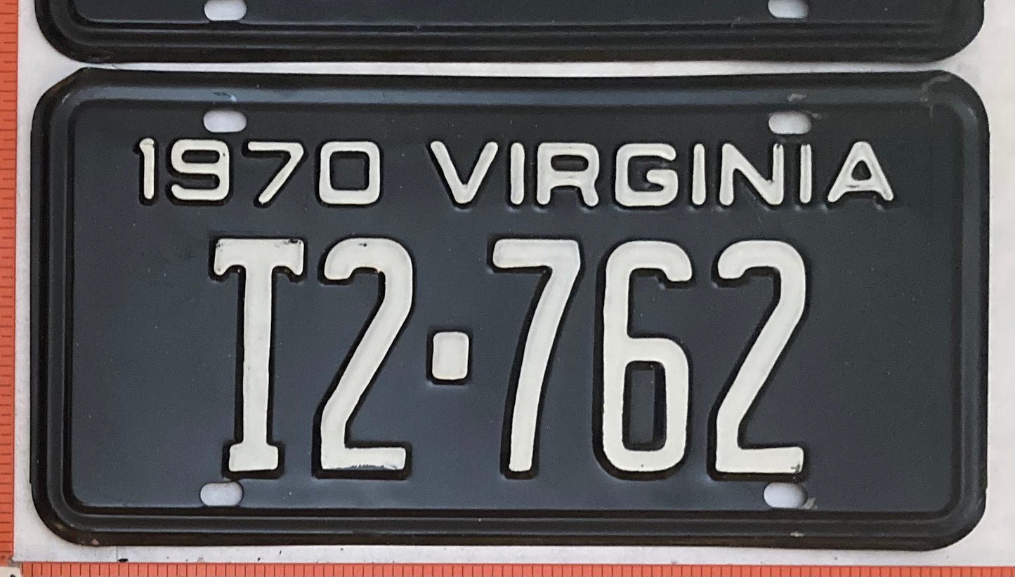 1970 Virginia #T2-762 Truck License Plate (Pair)