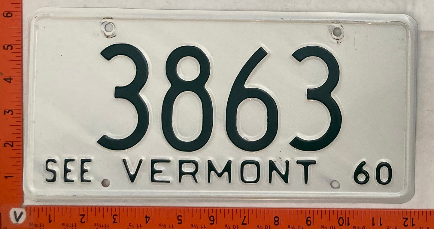 1960 Vermont #3863 Passenger License Plate