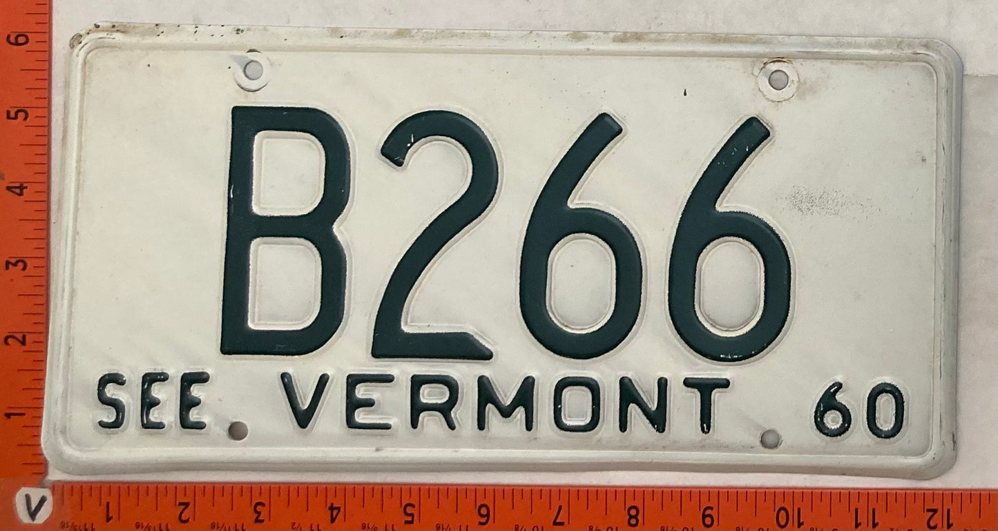 1960 Vermont #B266 Passenger License Plate