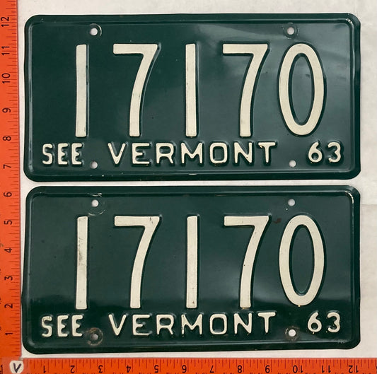 1963 Vermont #17170 Passenger License Plate (Pair)